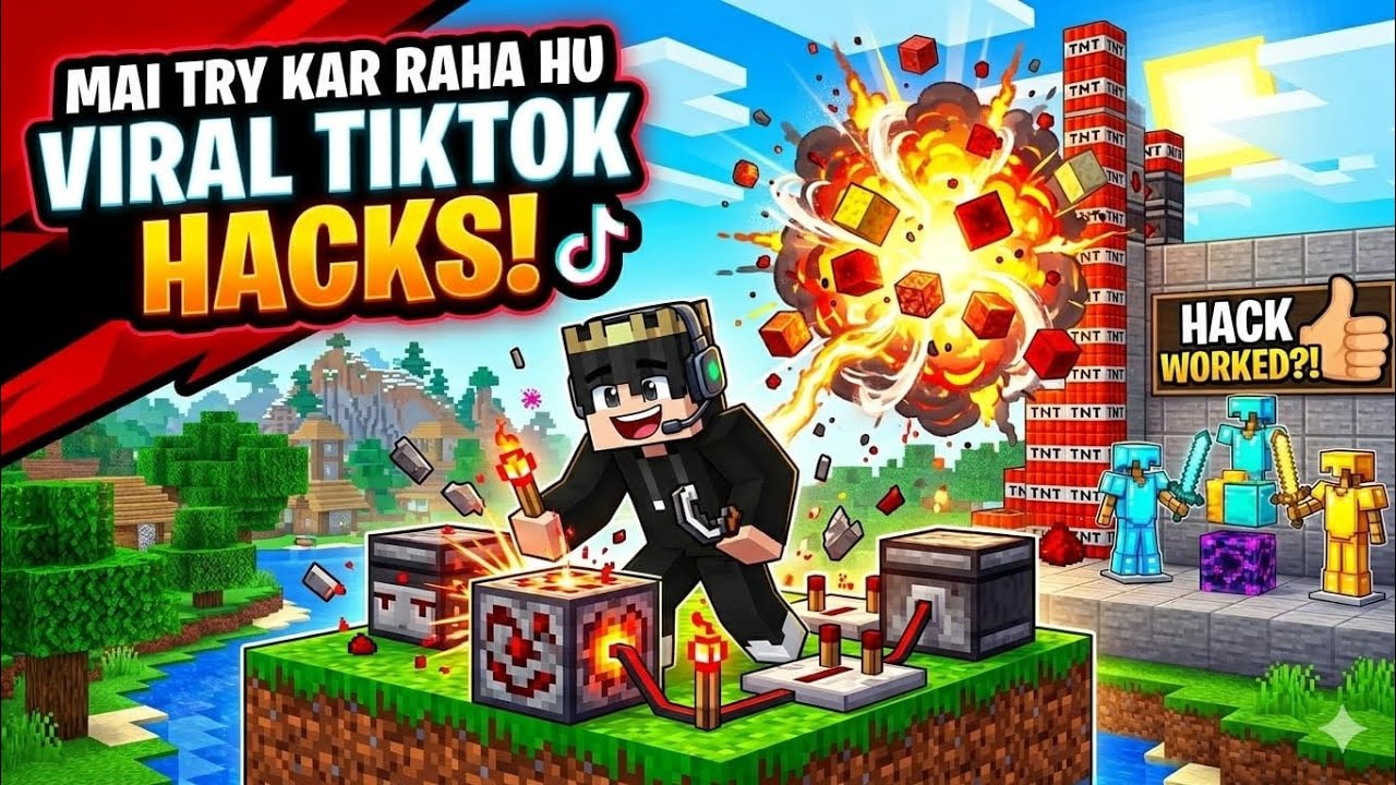 Minecraft but viral tiktok hacks 