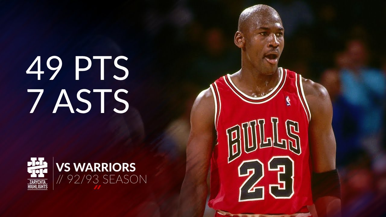 Michael Jordan 49 pts 7 asts vs Warriors 92/93 season