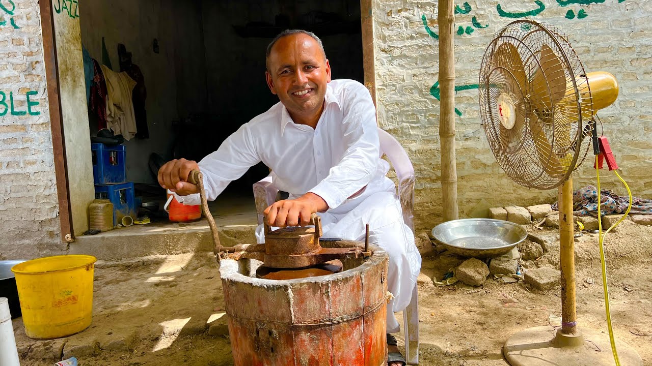 Old Fashioned Hand Churned Ice Cream Making | Pakistani Street Food | Waziristan Street Food