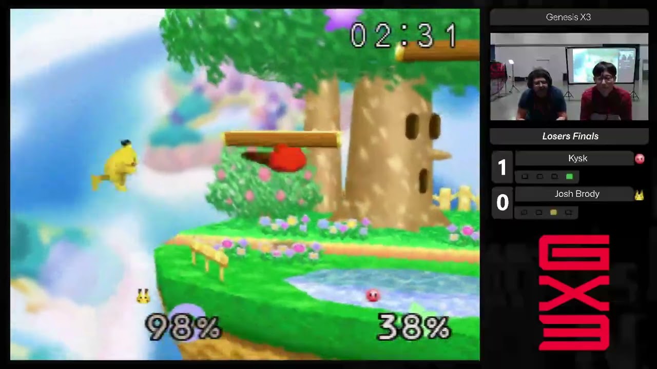 Genesis X3 Top 16 Losers Finals kysk (Kirby) vs Josh Brody (Pikachu) Smash 64 SSB64