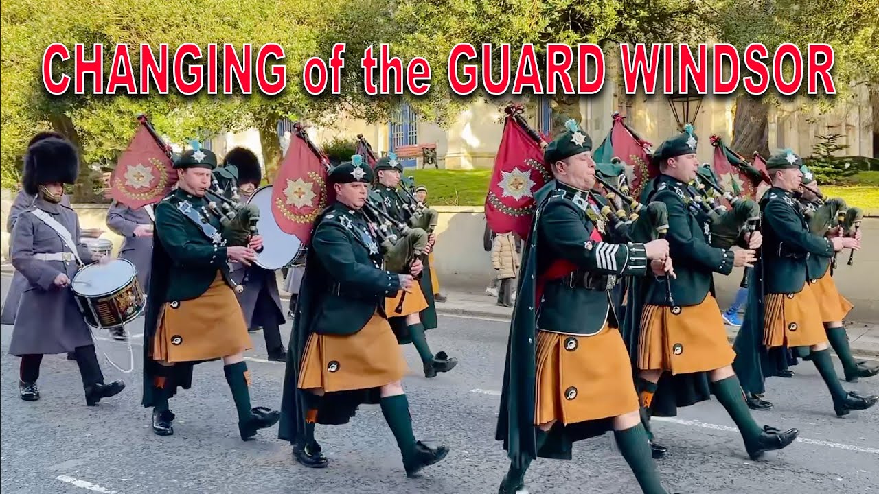 WINDSOR CASTLE GUARD Pipes of Number 12 Company Irish Guards with Number 12 Company Irish Guards💂‍♀️