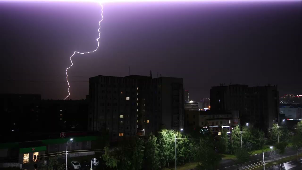 Гроза в Сургуте 31-07-2024, полное видео грозы (fulltime thunderstorm)