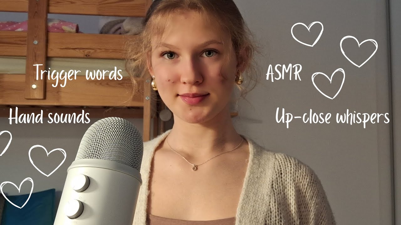 ASMR| German trigger words, up-close whispers, hand sounds, mic brushing, and more!! ♡♡