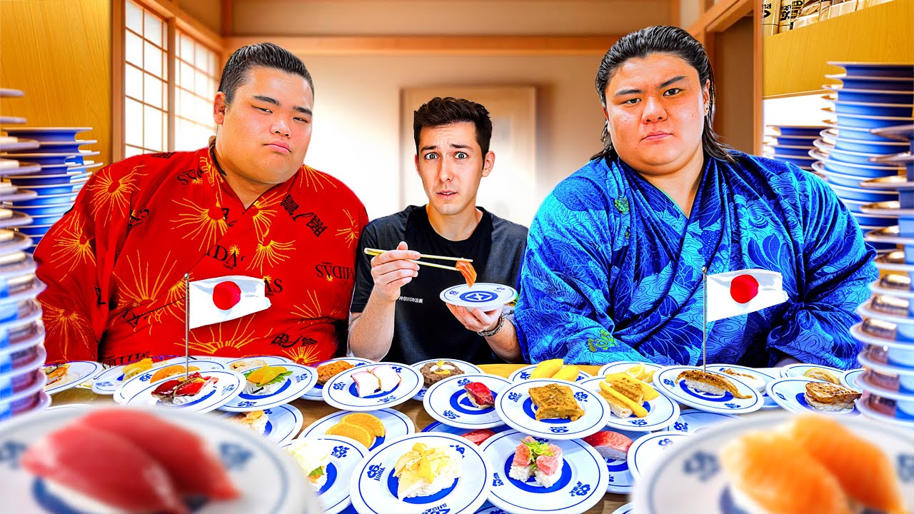 J'emmène 2 SUMOS dans un sushi à volonté au Japon