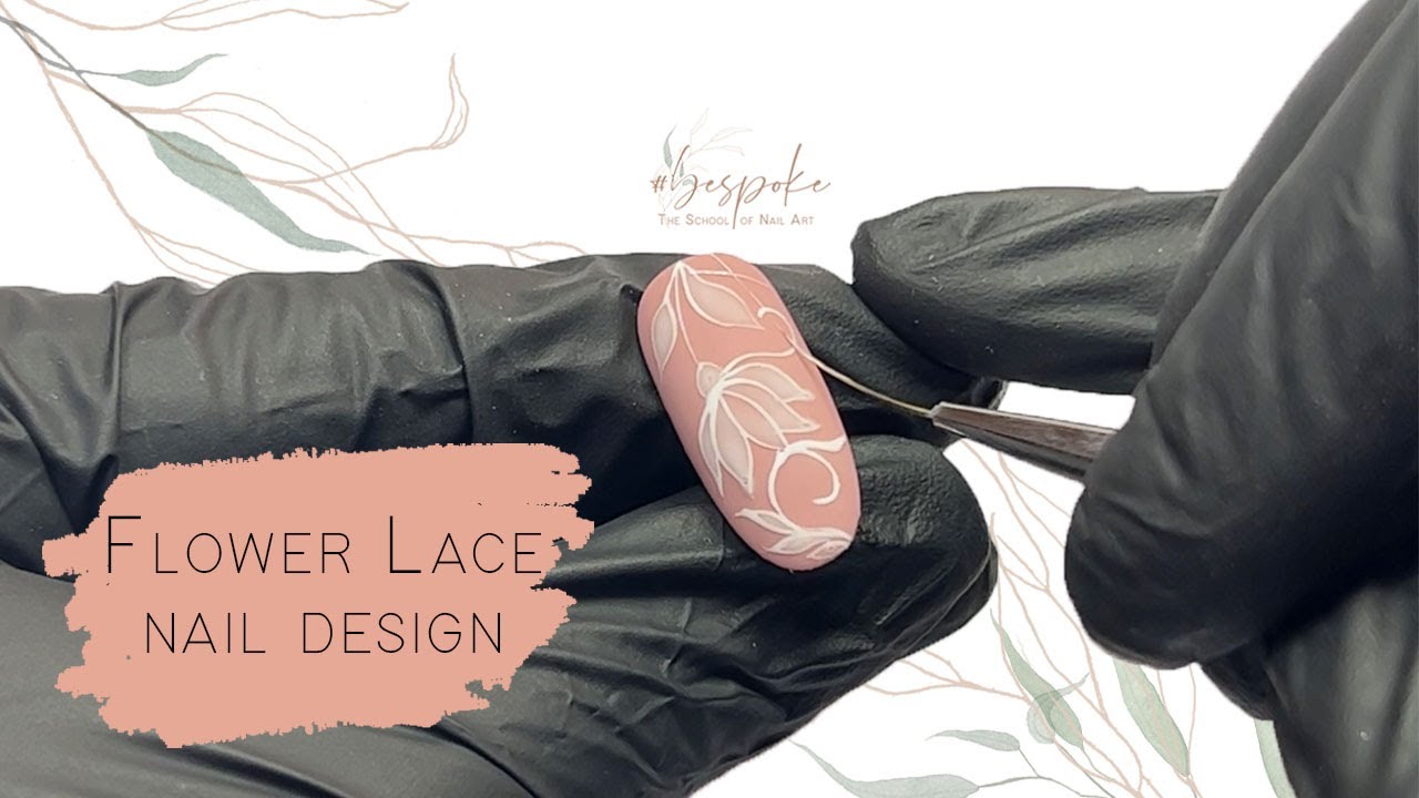 NAIL ART TUTORIAL l Flower nail art - Lace design using sugar art glitter