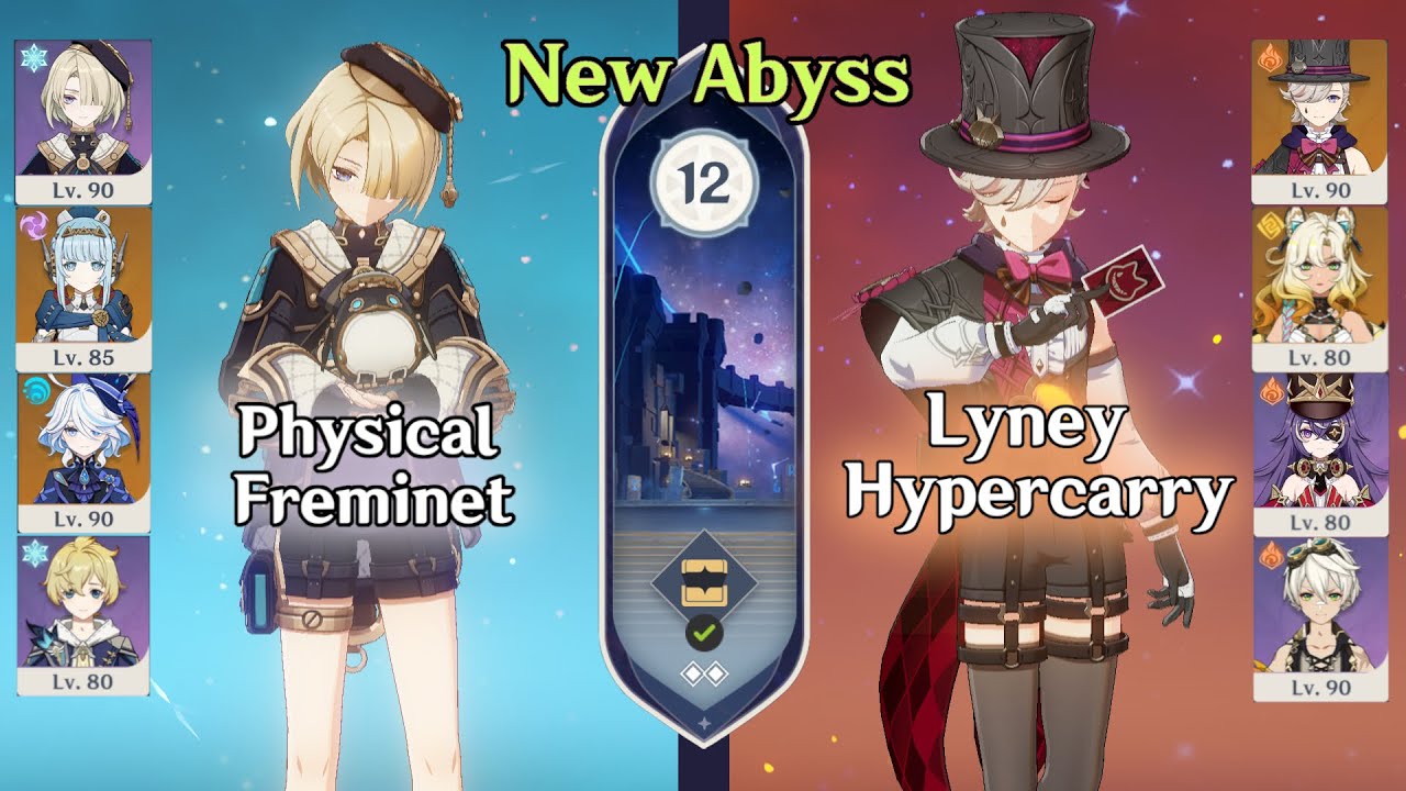 C6 Freminet Physical & C4 Lyney Hypercarry | NEW 5.8 Spiral Abyss Floor 12 | Genshin Impact