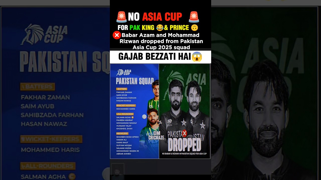 No Asia cup for Babar Azam and Mohammad rizwan