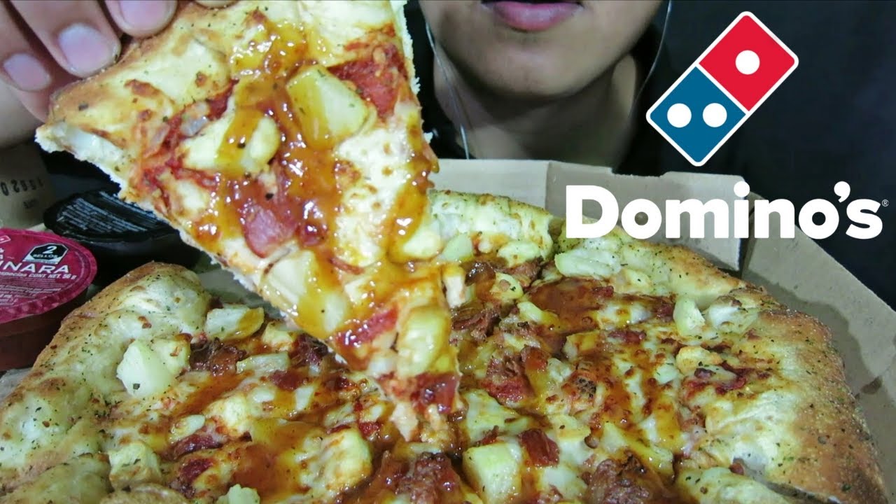 ASMR MUKBANG | COMIENDO DOMINO'S PIZZA CHICKEN HAWAIANA CON ORILLA RELLENA DE QUESO