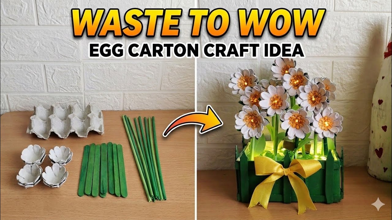 Don't Throw Away Egg Trays! Create This Stunning Flower Craft | Home Decor DIY✨