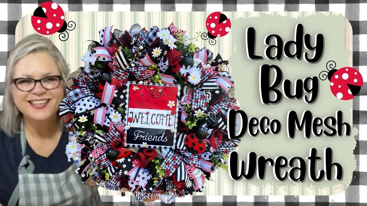 🐞🌼 ~ Lady Bug Deco Mesh Wreath || 24