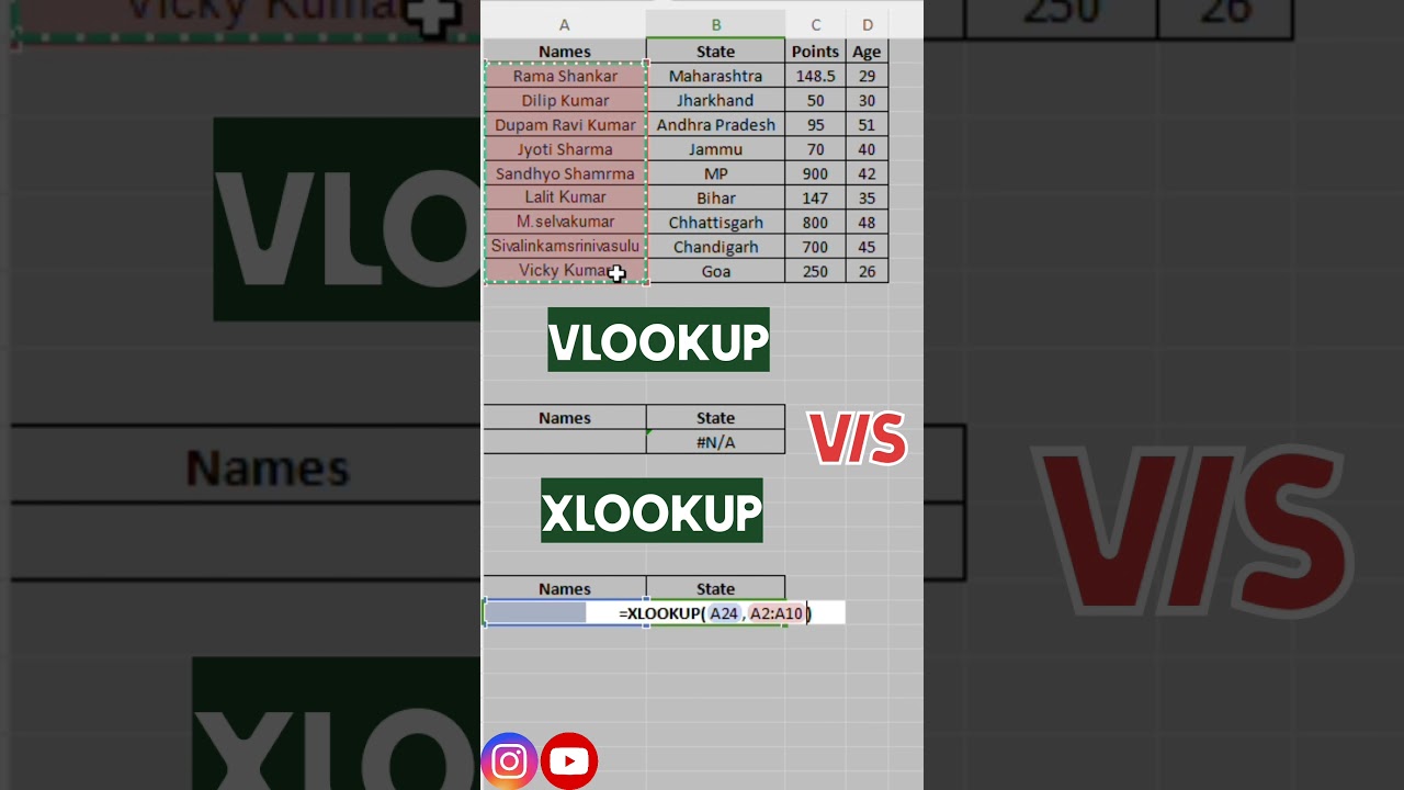 Vlookup vs lookup #excel #vlookup #xlookup #exceltutorial #lookup