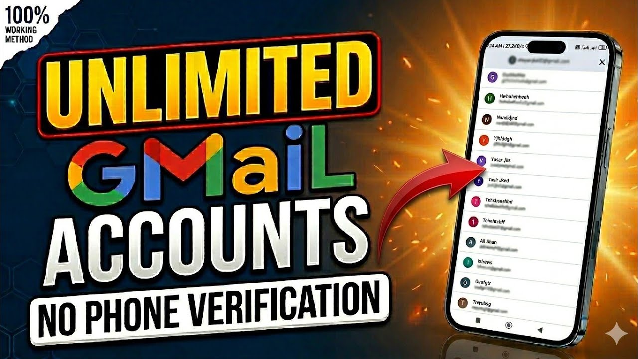 Unlimited Gmail Account Without Phone Number Verification | Unlimited Gmail Create Method 2026