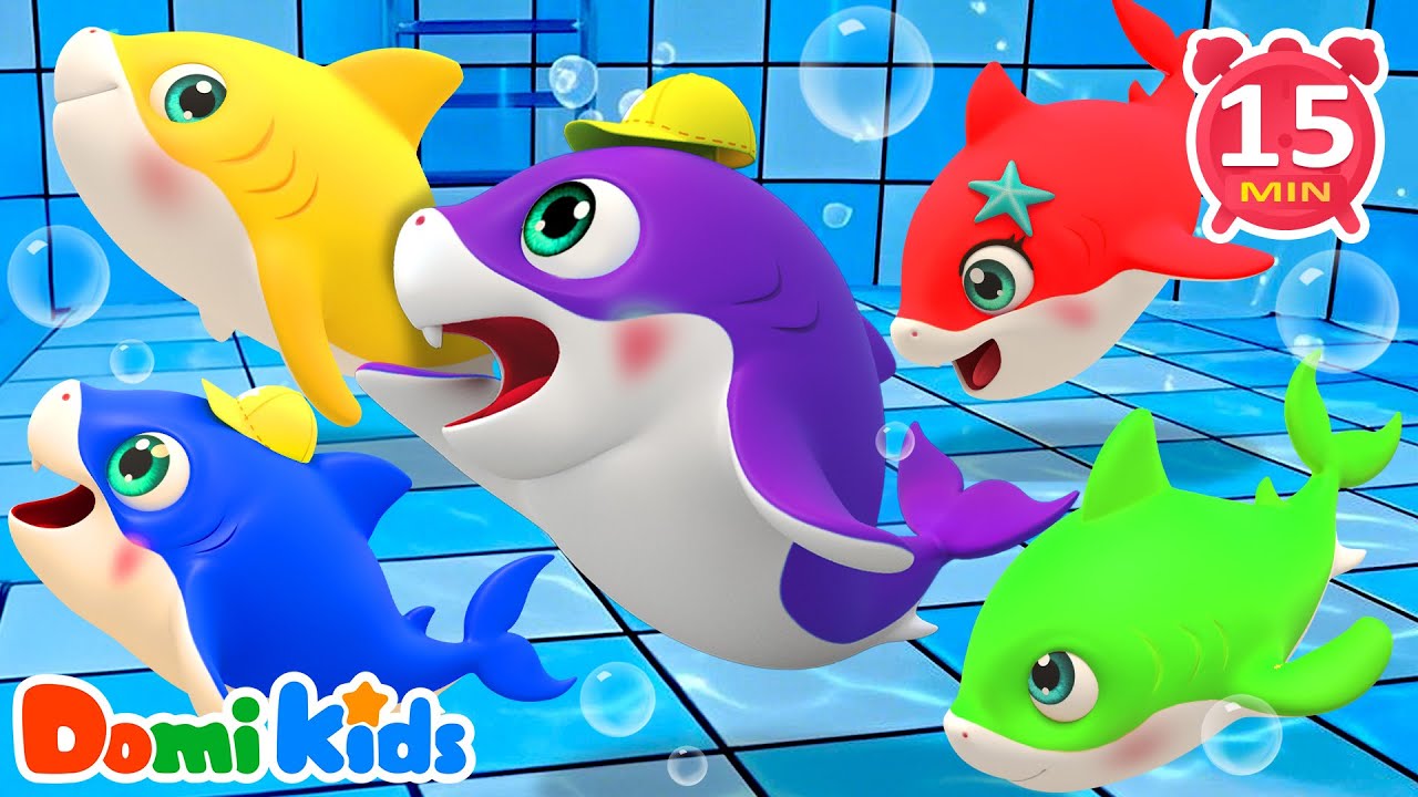 鯊魚游泳池遊戲 🦈｜動物主題兒歌合集｜寶寶律動歌曲｜幼兒啟蒙童謠｜寶貝多米-動物派對