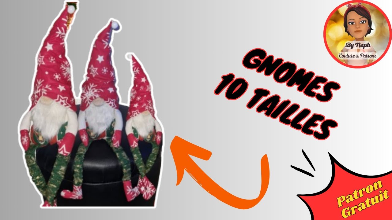 COUTURE FACILE POUR NOEL - un Gnome de noël (ou lutin) - Patron gratuit - 10 tailles