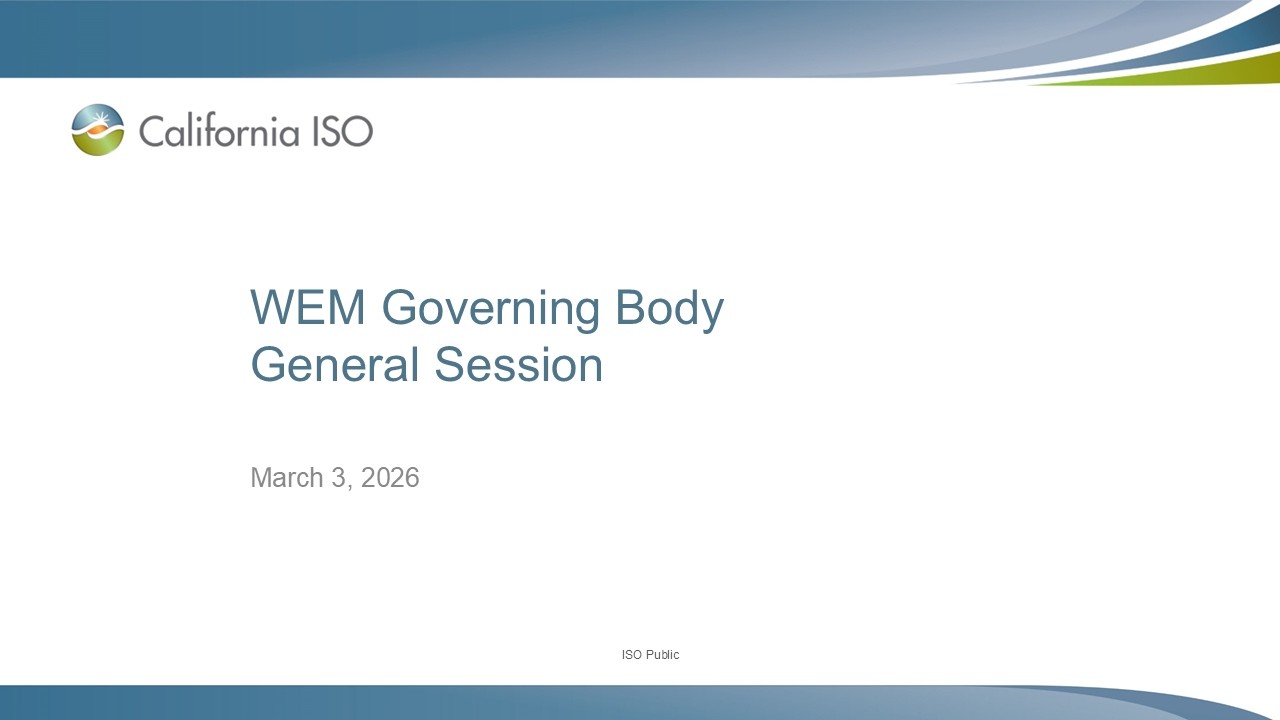 Mar 03, 2026 - WEM Governing Body General Session