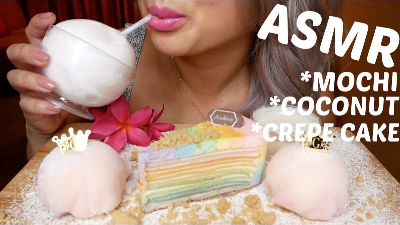 ASMR *My Top 3 FAVOURITES | Young COCONUT, MOCHI & CREPE CAKE | N.E Let's Eat