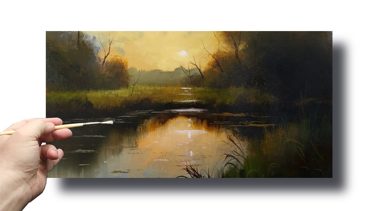 Paint a Landscape for beginners. (Full step by step painting lesson.)