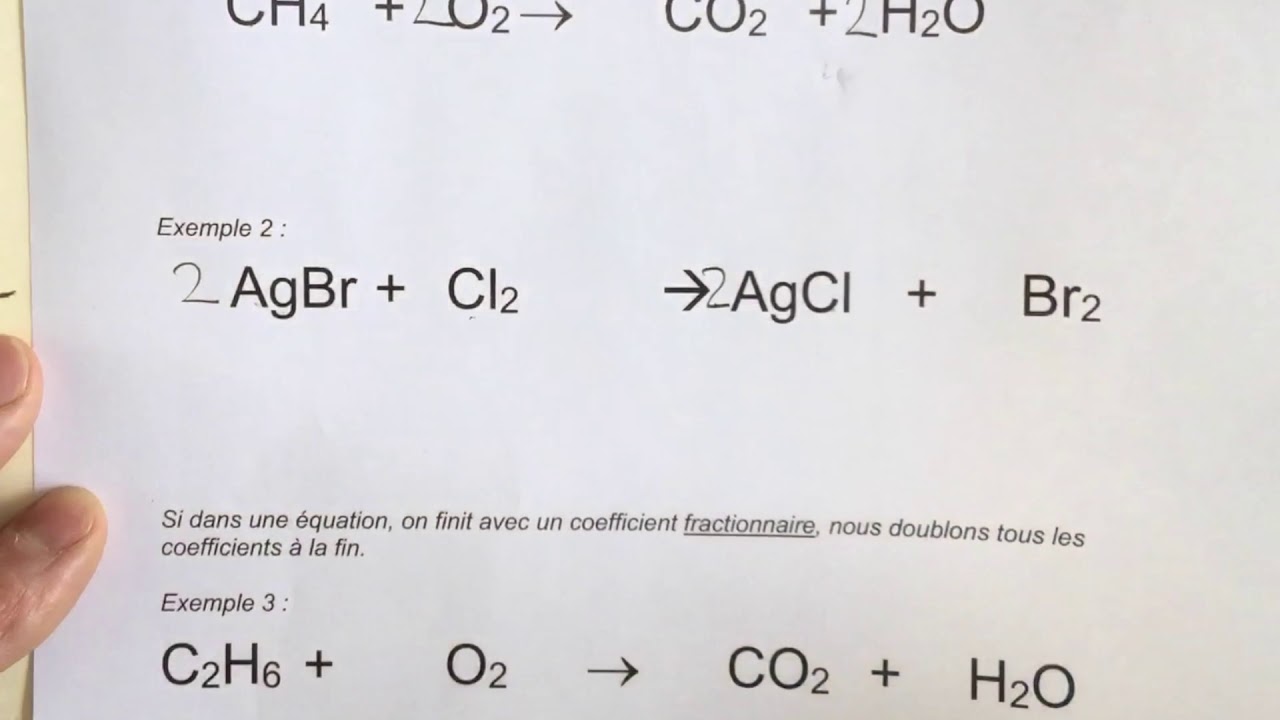 Balancer une équation chimique méthode 1