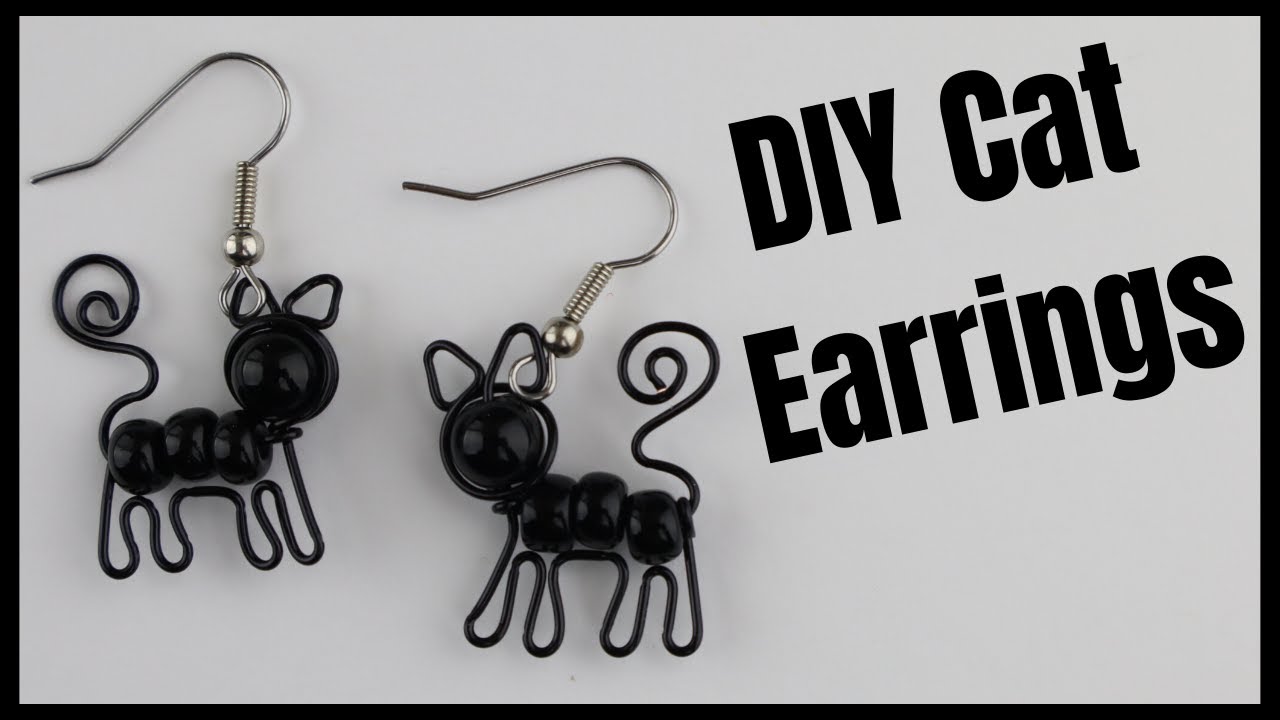 DIY Beaded Cat Earrings Wire Jewelry Tutorial