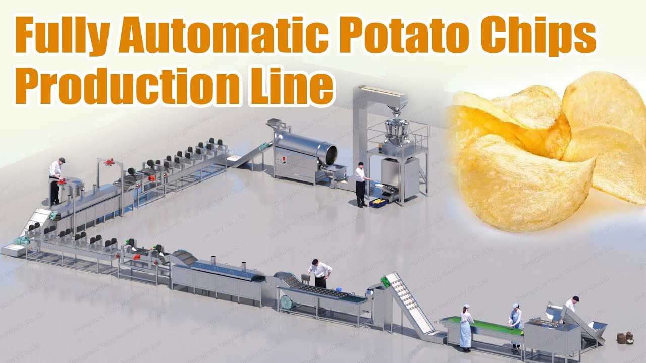 Fully Automatic Potato Chips Production Line | Full Demo of Snack Processing Equipment#potatochips
