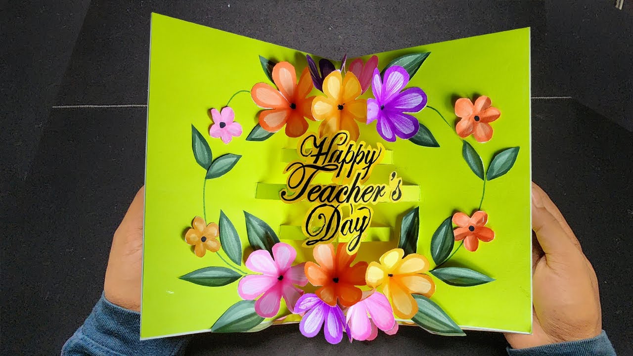 DIY easy Teacher's Day card / Handmade Teachers Day pop-up card making idea / Flower pop-up card