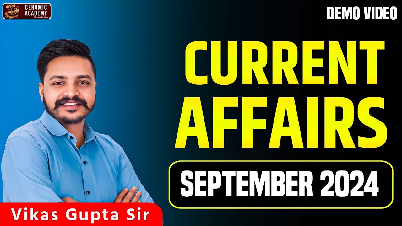 Current Affairs September 2024 (Rajasthan Current Affairs ) | Part 01 by Vikas Sir | Ceramic Academy