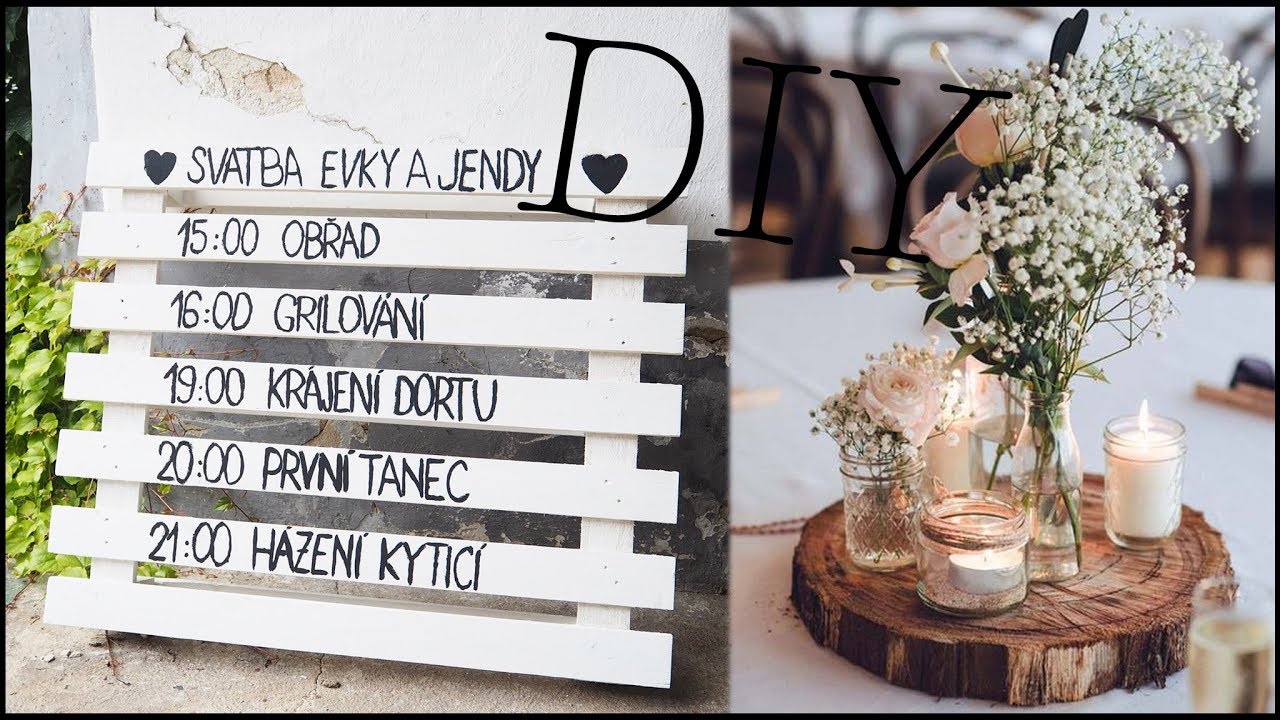Paleta s harmonogramem a kulatiny na stůl | DIY na svatbu