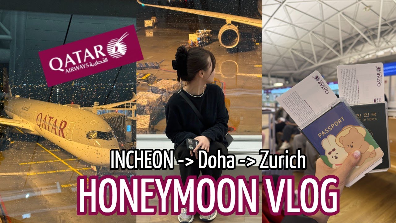 신혼여행 VLOG💕 | 카타르 항공 이코노미 타고 스위스가기! | 기내식 사육일기 | 11월 스위스 | 루체른 구시가지