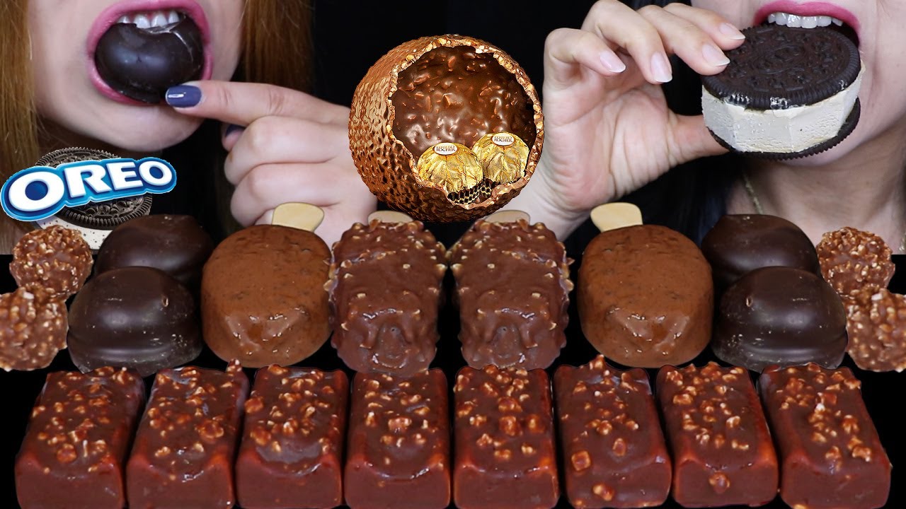 ASMR MINI KITKAT ICE CREAM BARS, CHOCOLATE MARSHMALLOWS, FERRERO ROCHER, MINI ICE CREAM BARS 먹방