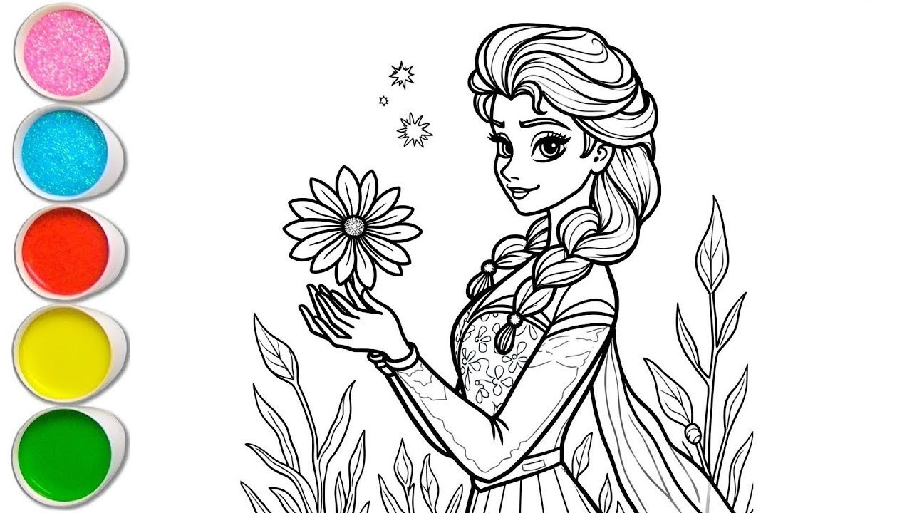 Beautiful Elsa Drawing for Kids, Painting & Coloring for Kids | Let's Draw Togethe
