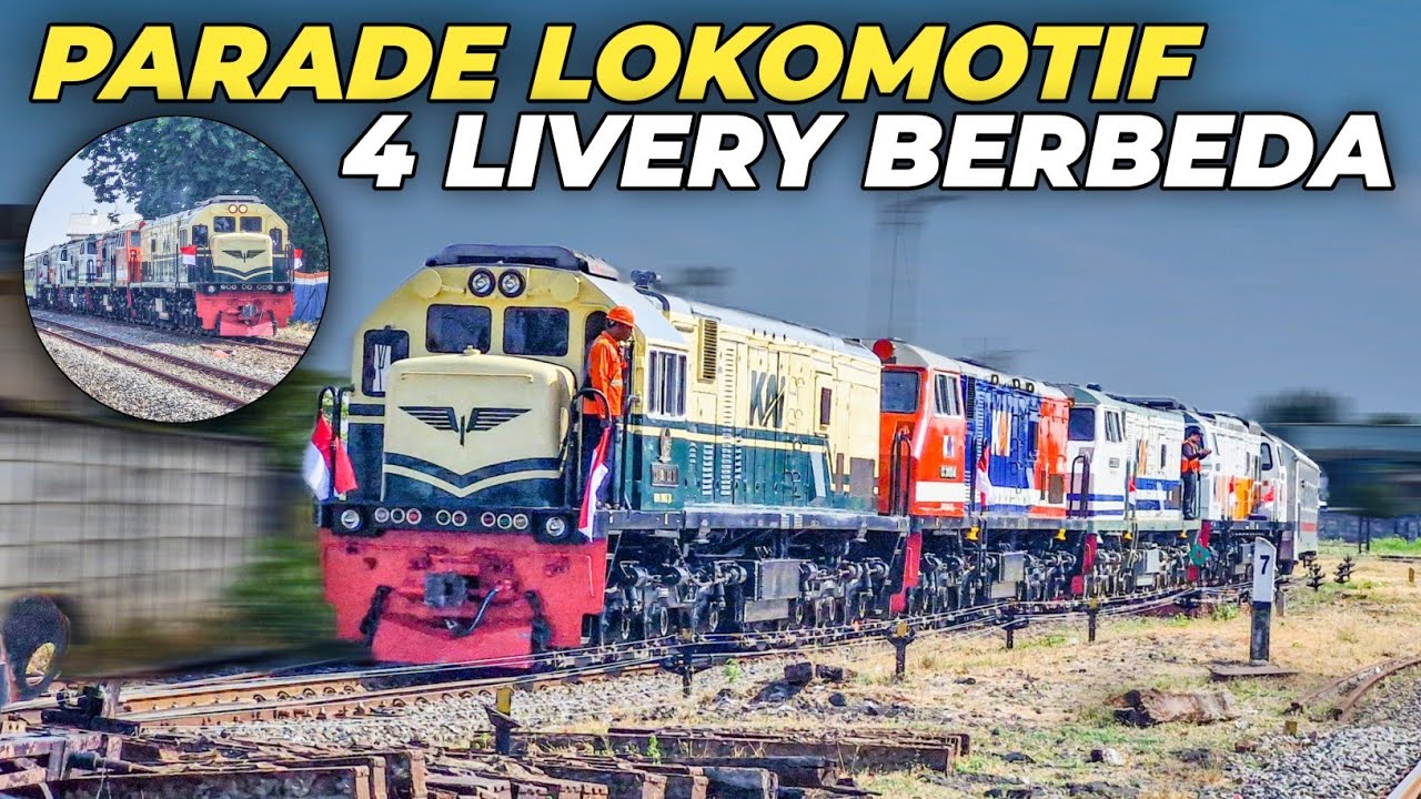 KEJUTAN SPESIAL HARI KERETA API!! 4 LOKOMOTIF MENARIK RANGKAIAN KELILING SURABAYA | Parade Lokomotif