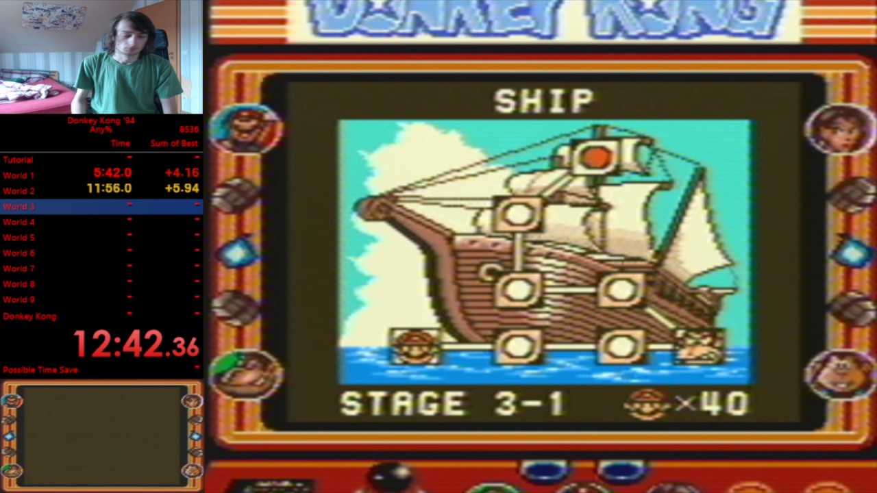【World Record】 Donkey Kong 94 No Major Glitches  SGB1+PAL in 1:04:10