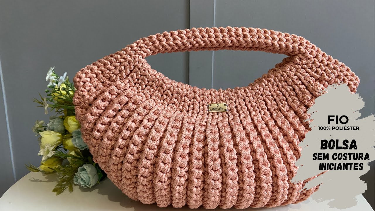 Bolsa de crochê com Fio de Poliéster sem costura/ como fazer aumento.