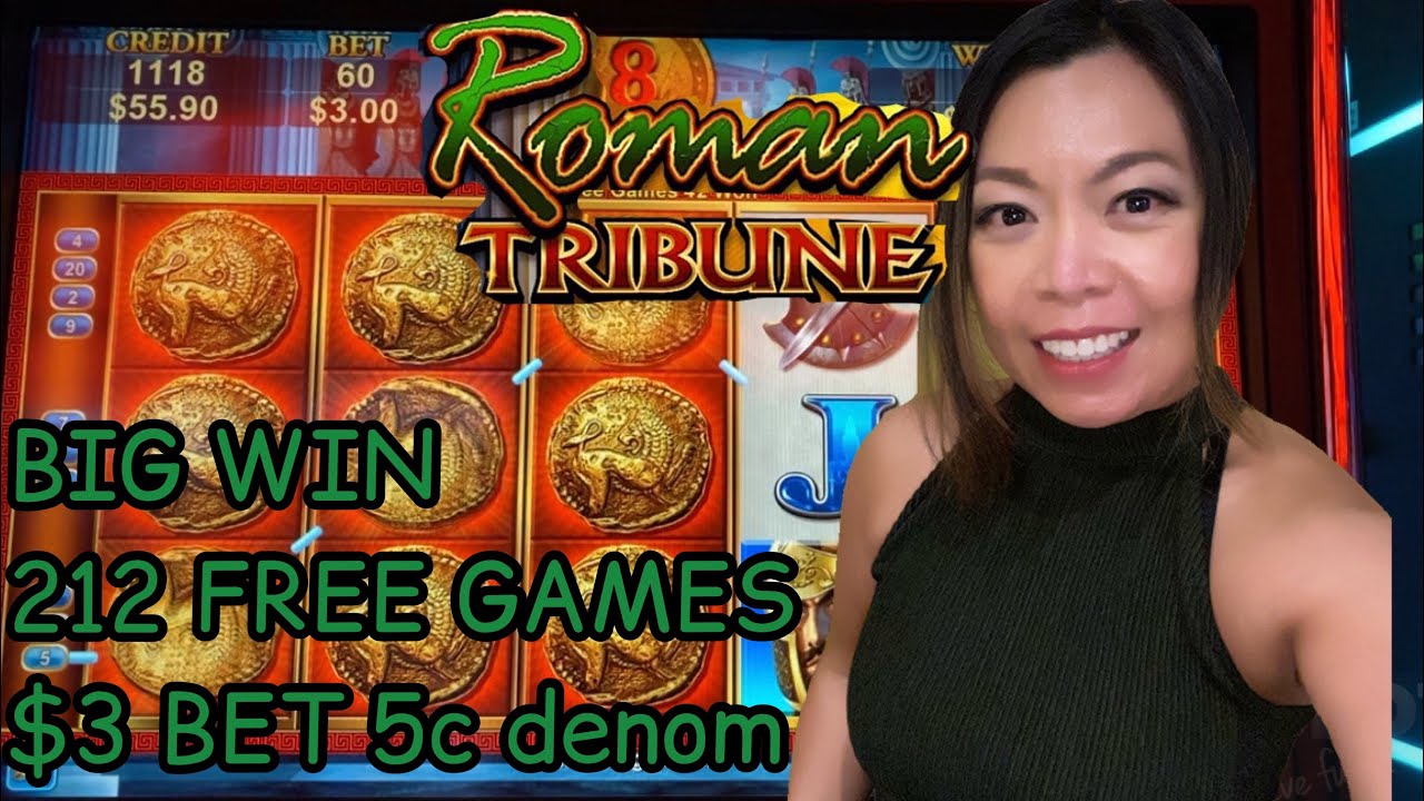 BIG WIN FROM 212 FREE GAMES ON $3.00, 5c DENOM🏛ROMAN TRIBUNE 🎰