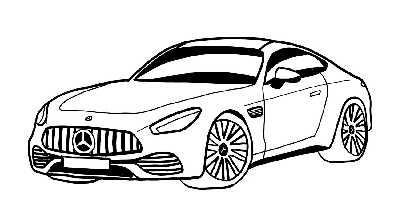 How To Draw A Mercedes-AMG GT Coupe - Kolay Mercedes Araba Çizimi - How To Draw A Sports Car