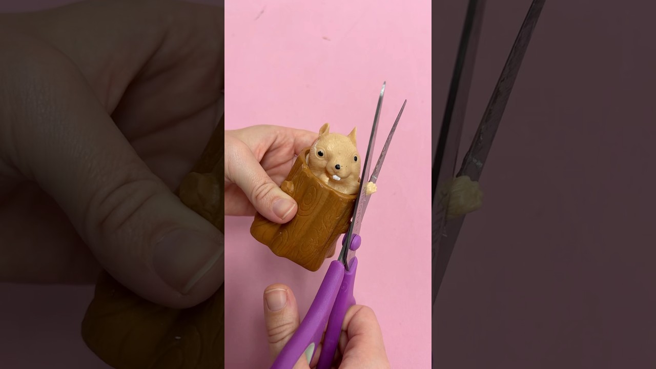 Cutting a squirrel fidget toy with ​⁠@MrsBench