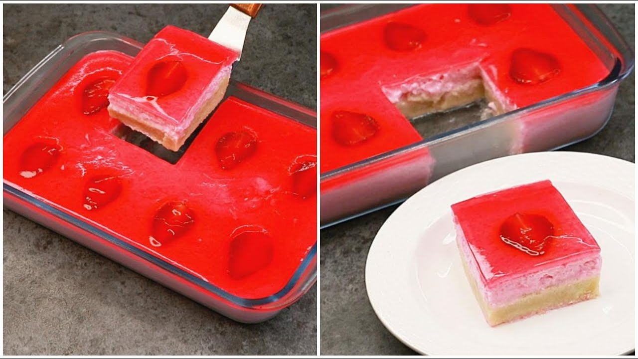 Strawberry Jello Mousse Cake | Strawberry Jello Cake Recipe | No Oven Jelly Mousse Cake | PandS