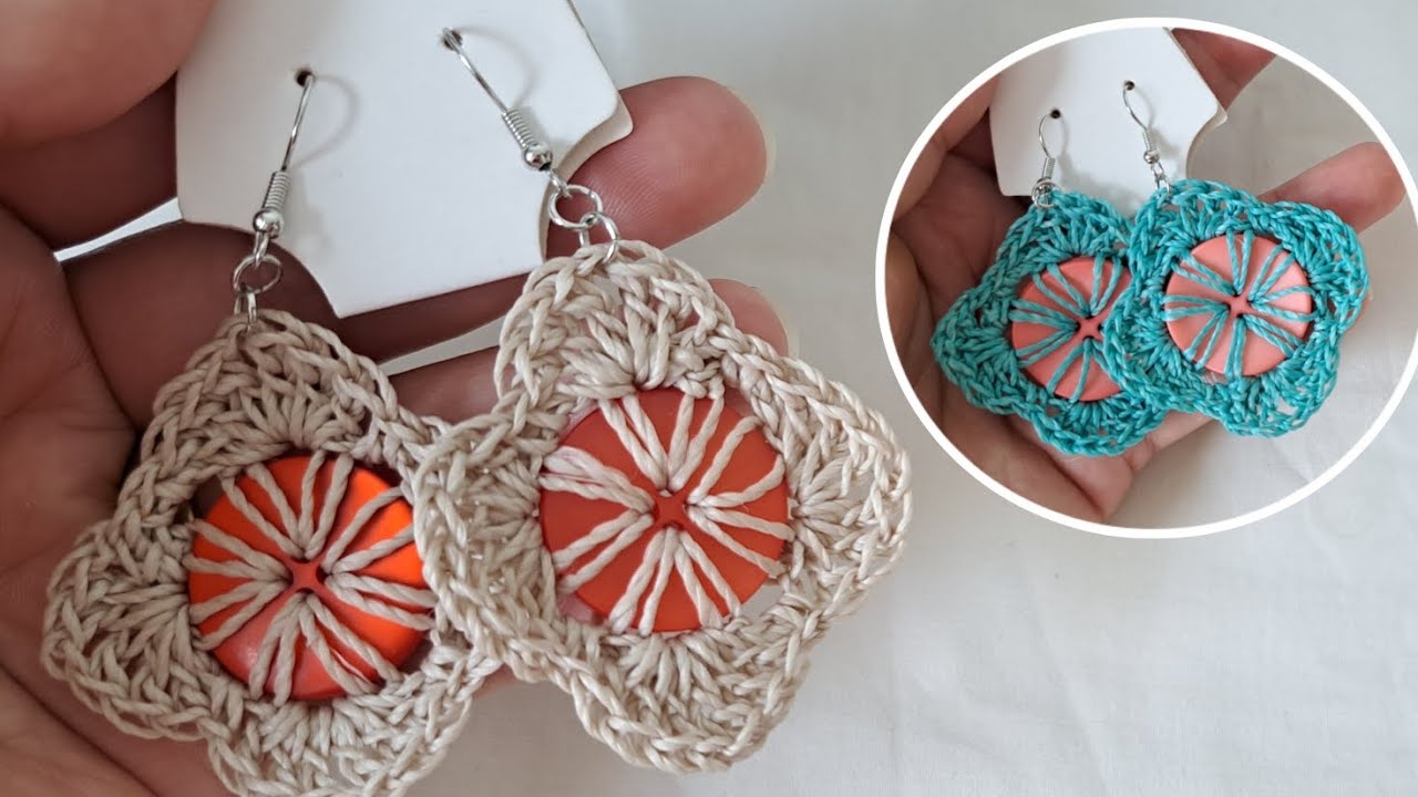 Faço muitos e vendo todos!Brincos em crochê com botões/RECICLANDO botões!