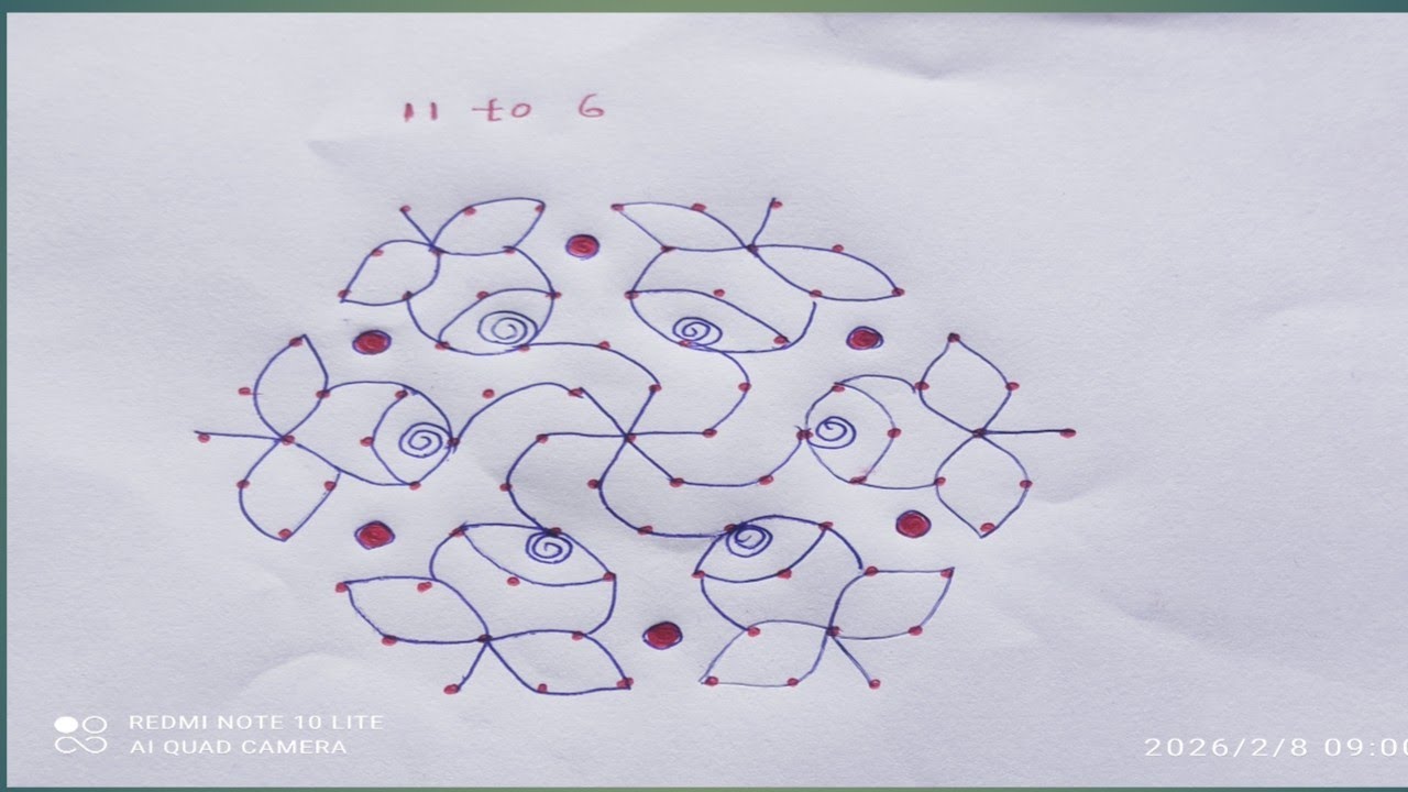 11×6 Beautiful rangoli design flowers design for festival rangoli design.