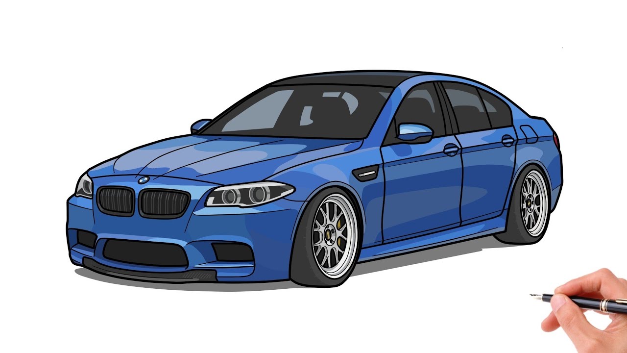 How to draw a BMW M5 F10 / drawing bmw 2011 car step by step