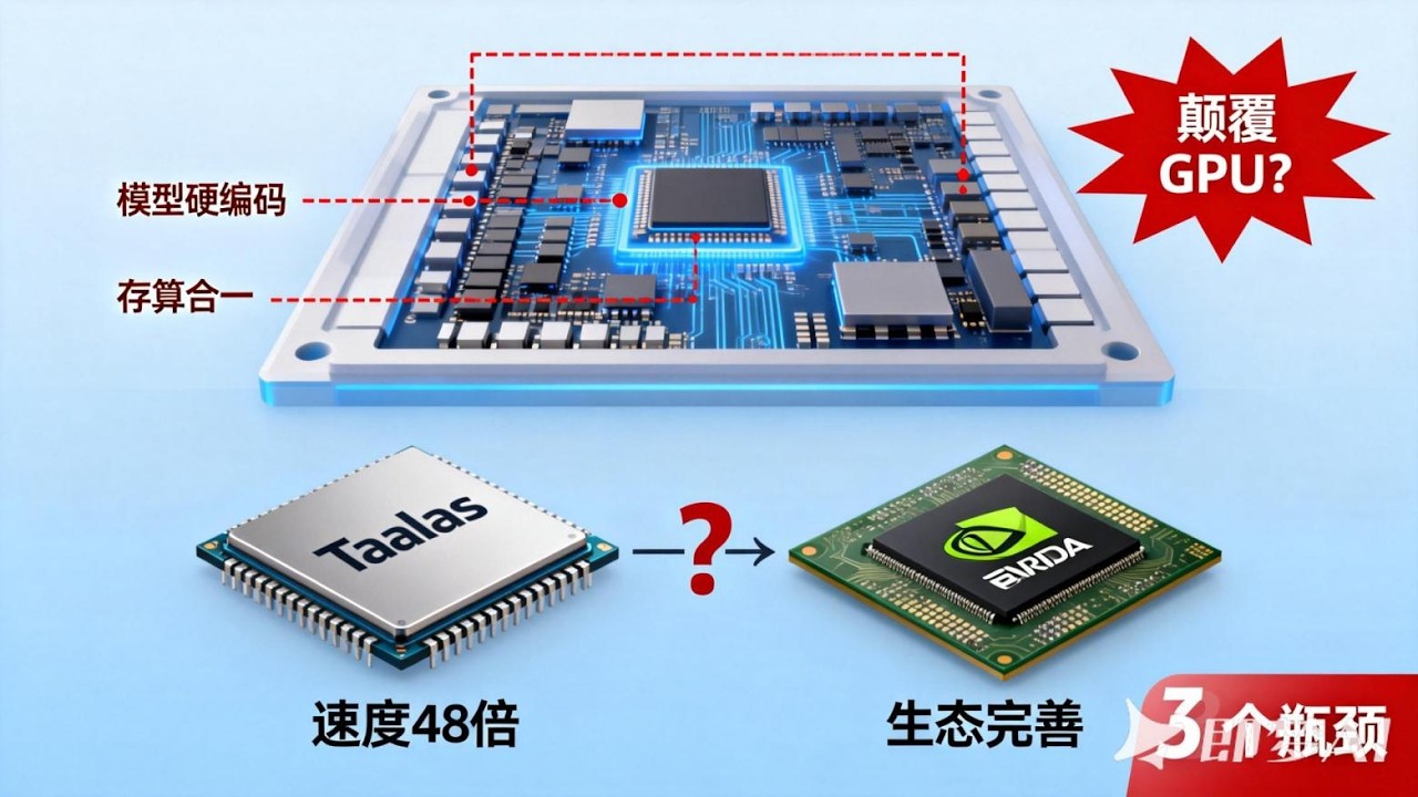 🔥1.7 萬 token / 秒！Taalas 芯片比 B200 快 48 倍，能顛覆英偉達？致命瓶頸全解析～#Taalas #英偉達 #AI 芯片 #GPU #存算合一 #半導體