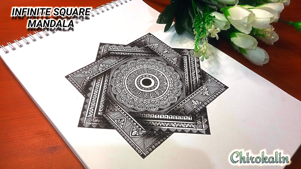 3D Infinite Square Mandala Art || Easy mandala drawing #trending #mandalaartdesign #howtodrawmandala