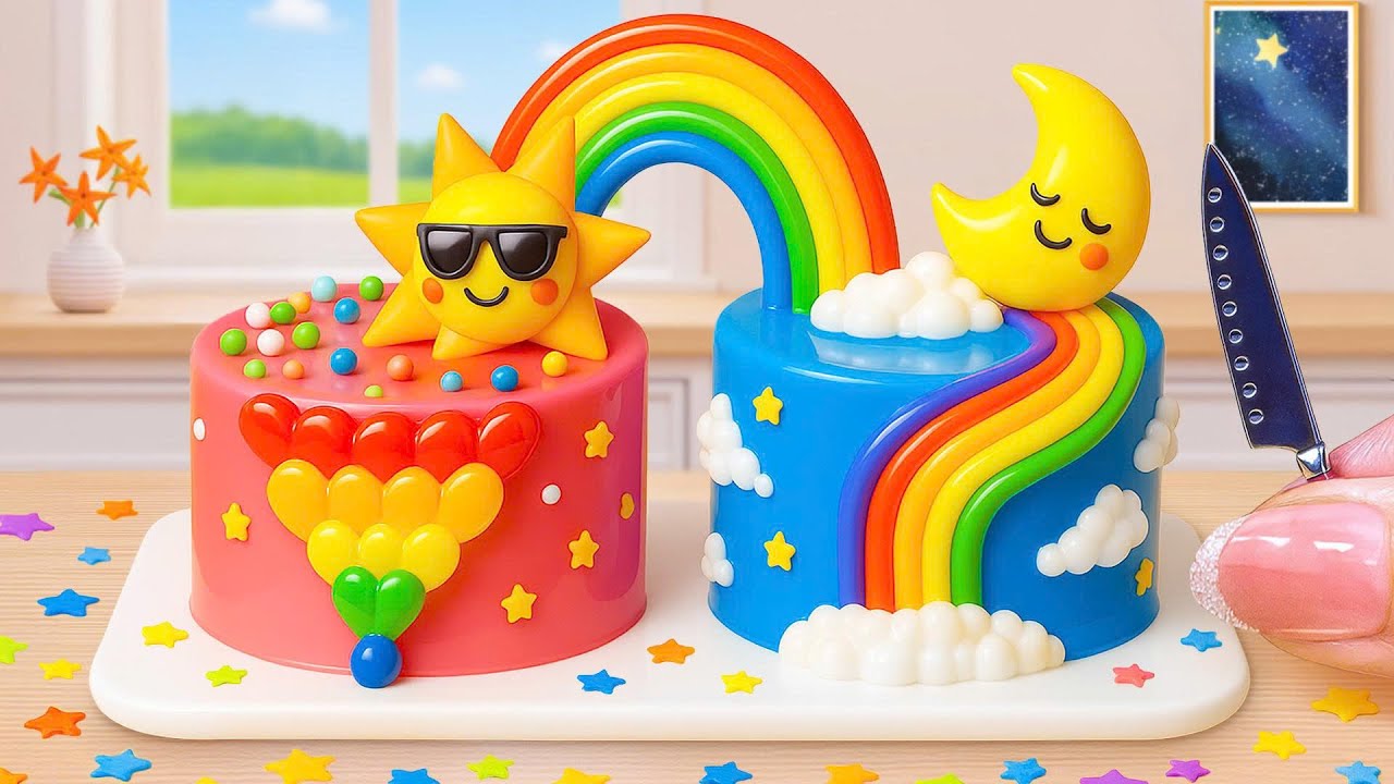 Satisfying Mini Rainbow Cake Recipe With Vibrant Rainbow | Stunning Colorful Rainbow Cake Decorating