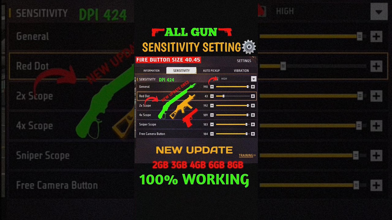 Free Fire Ob52 Update 4Gb Ram Auto Headshot Sensitivity Setting ⚙️| 200 Sensitivity Settings In 2026
