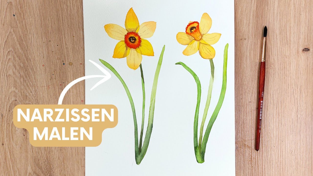 Aquarell Osterglocken malen | Blumen einfach erklärt