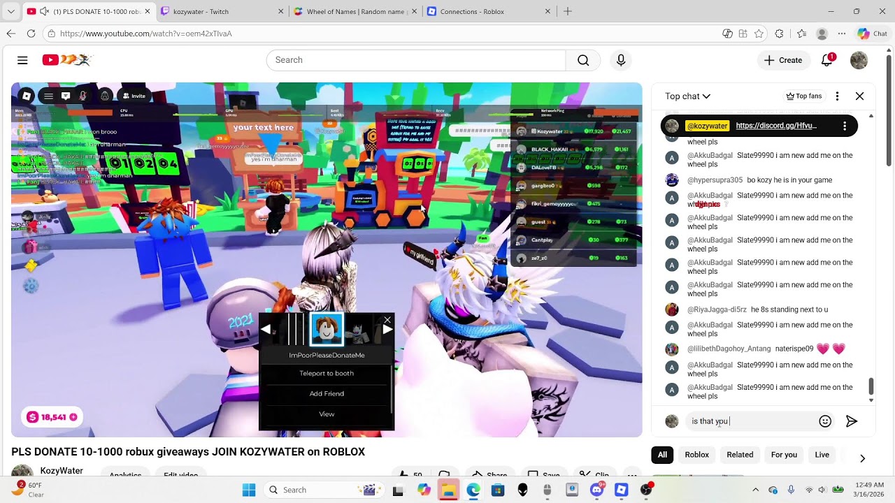 PLS DONATE 10-1000 robux giveaways JOIN KOZYWATER on ROBLOX