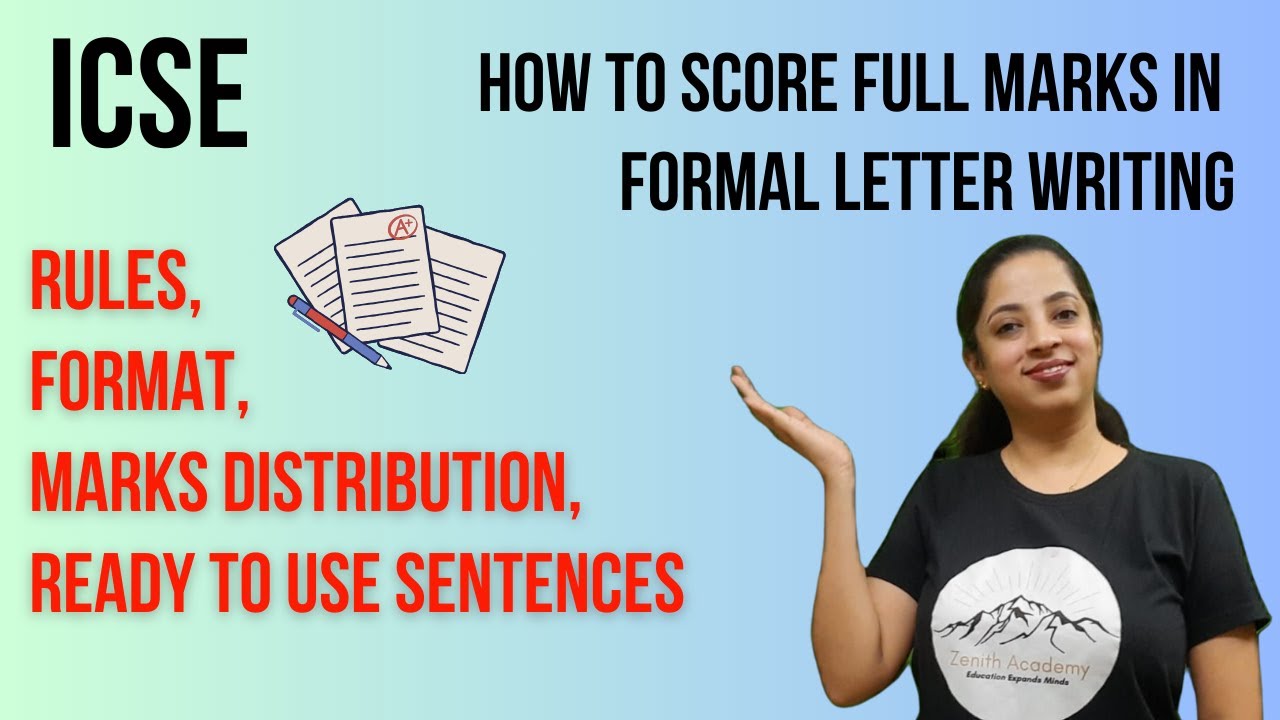 Formal letter writing ICSE|| How to Score Full marks in formal letter writing
