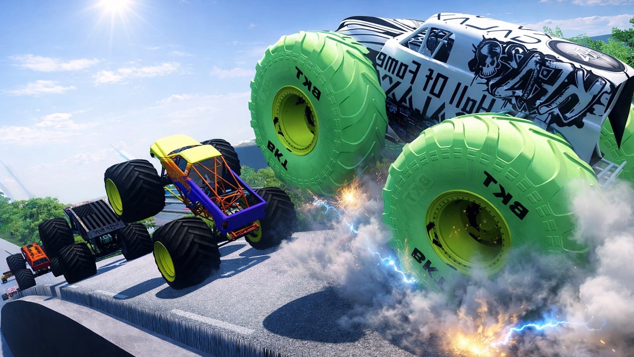 Epic High Speed monster trucks jumps stunts & crashes #132 | BeamNG Drive
