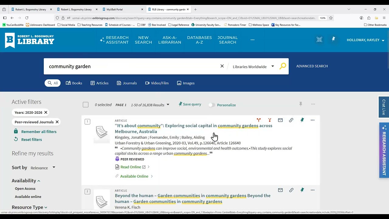 RLB Library: Searching Using Primo