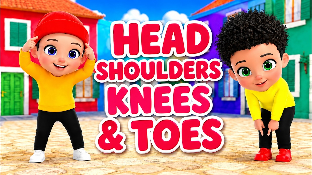 Head Shoulders Knees and Toes for Children | Action Song for Kids | Happy Fun Toons